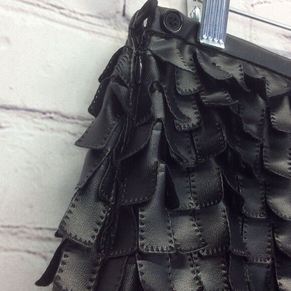 MSSP Max Studio Specialty Products Tiered Mini Skirt Size 12 Black Vegan Leather - Picture 9 of 12